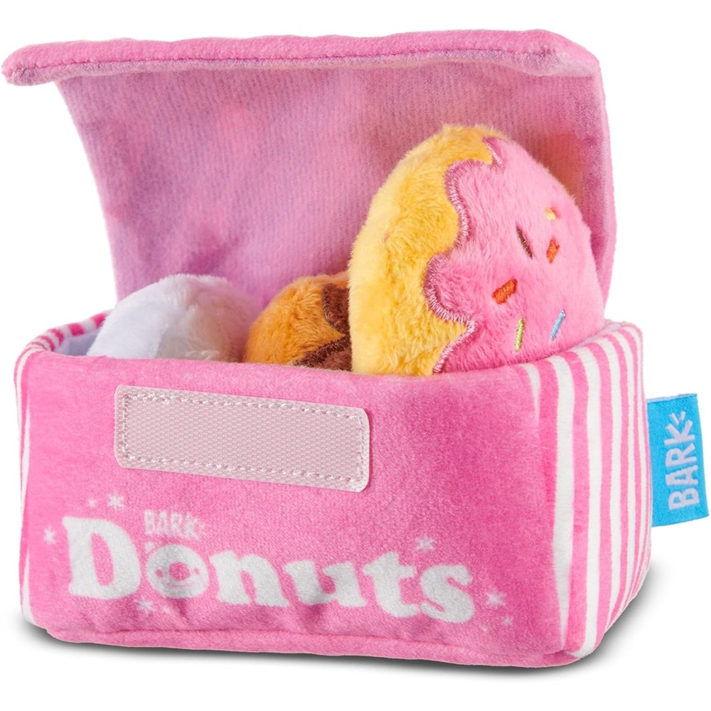image:imageBarkbox Drool Ranch Chips 3in1 Interactive Plush Dog Toy Squeaky Dog Toys with Crinkle Bag for Small to Medium Dogs and PuppiesDonuts