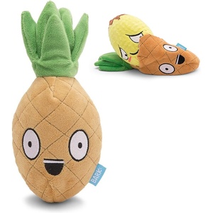 image:imageBarkbox Dog Toy 2 in 1 Interactive Plush Exterior with Squeaker amp Crinkle Material Tearable Dog Toy with Squeaky Spikey Ball Inside Ideal for Toy Destroyers  Penny The Pineapple Small