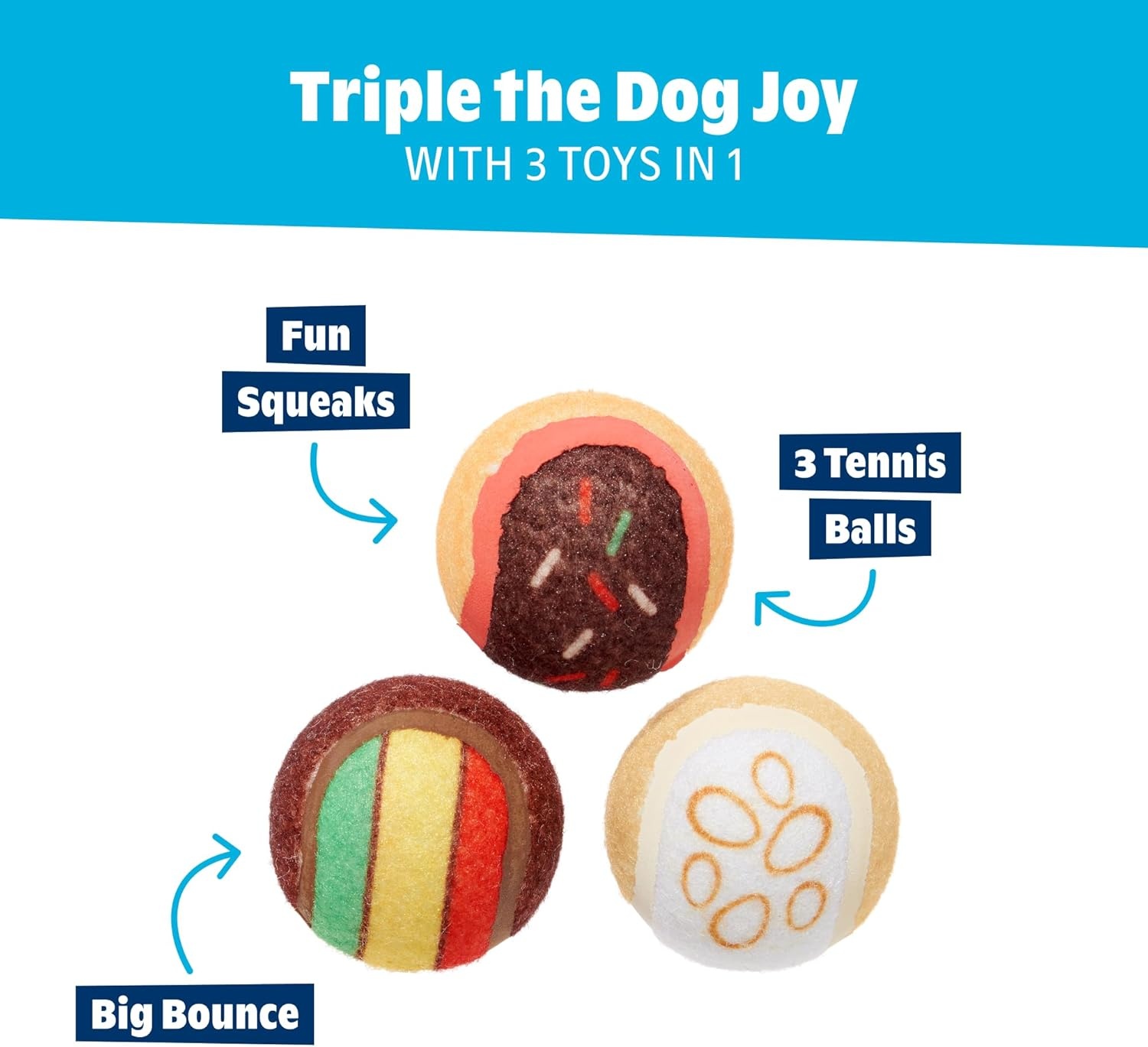 image:imageBarkbox Ballscoti Cookies Rubber Tennis Balls for Dogs amp Puppies ItalianInspired Trio of Squeaky Fetch Balls for Bounce Chase amp Play Durable Engaging amp Fun for Playful PupsBallscoti