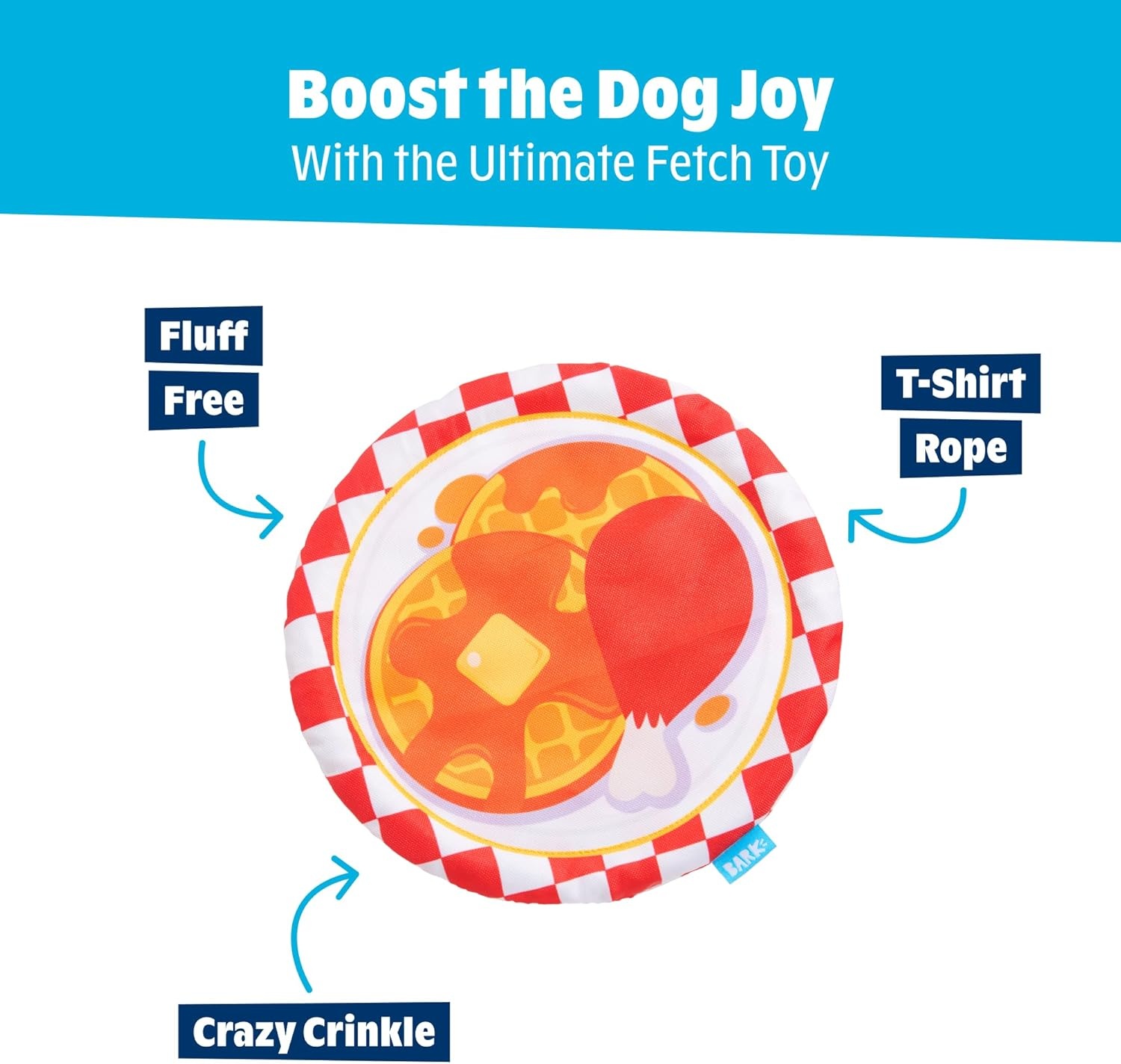 image:imageBarkbox Slobbermelon Fetch Flying Disc Dog Toy FluffFree Crinkle Disc with TShirt Rope Edge Durable Fetch amp Tug Toy for Dogs amp PuppiesChicky and Woofles To Go
