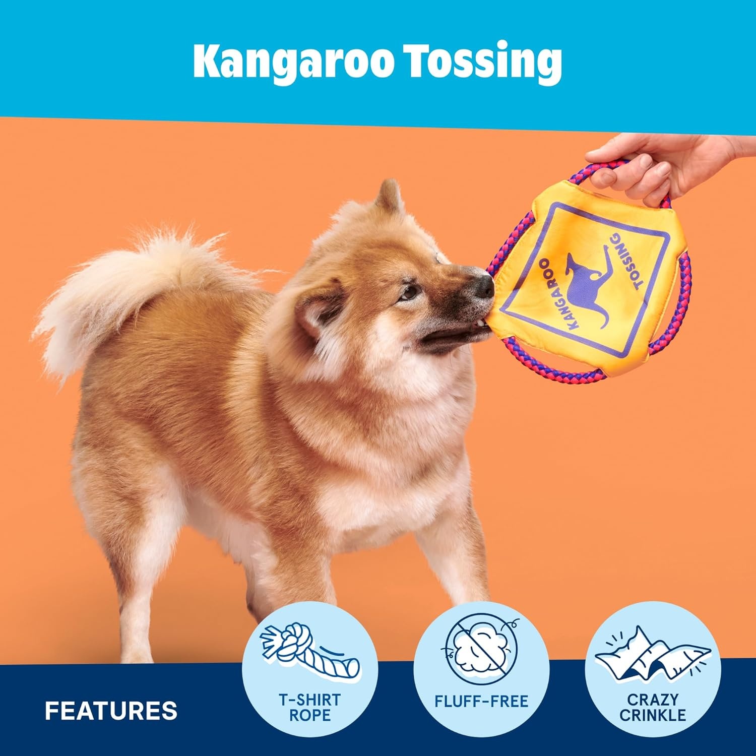 image:imageBarkbox Slobbermelon Fetch Flying Disc Dog Toy FluffFree Crinkle Disc with TShirt Rope Edge Durable Fetch amp Tug Toy for Dogs amp PuppiesKangaroo Tossing
