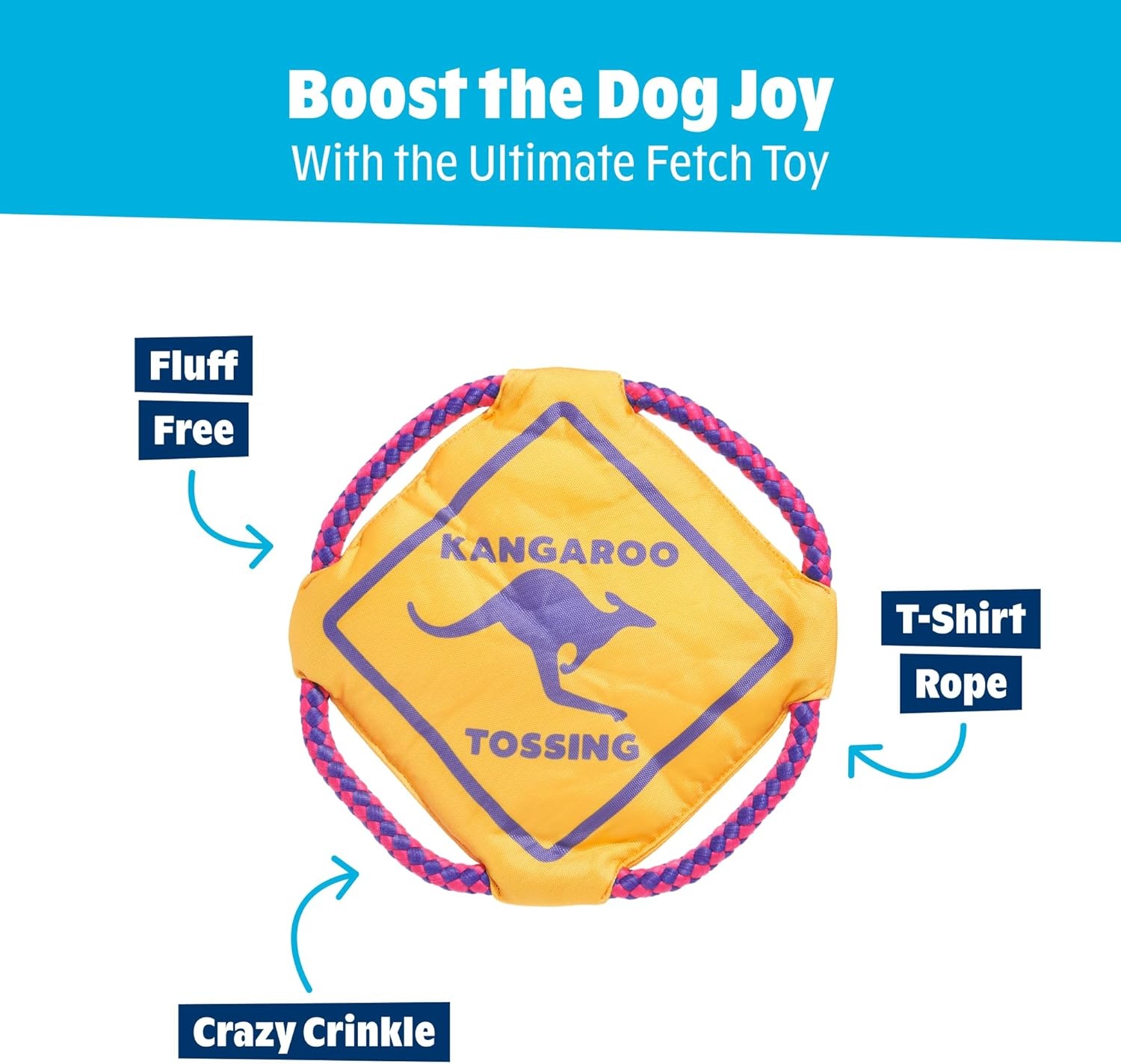 image:imageBarkbox Slobbermelon Fetch Flying Disc Dog Toy FluffFree Crinkle Disc with TShirt Rope Edge Durable Fetch amp Tug Toy for Dogs amp PuppiesKangaroo Tossing