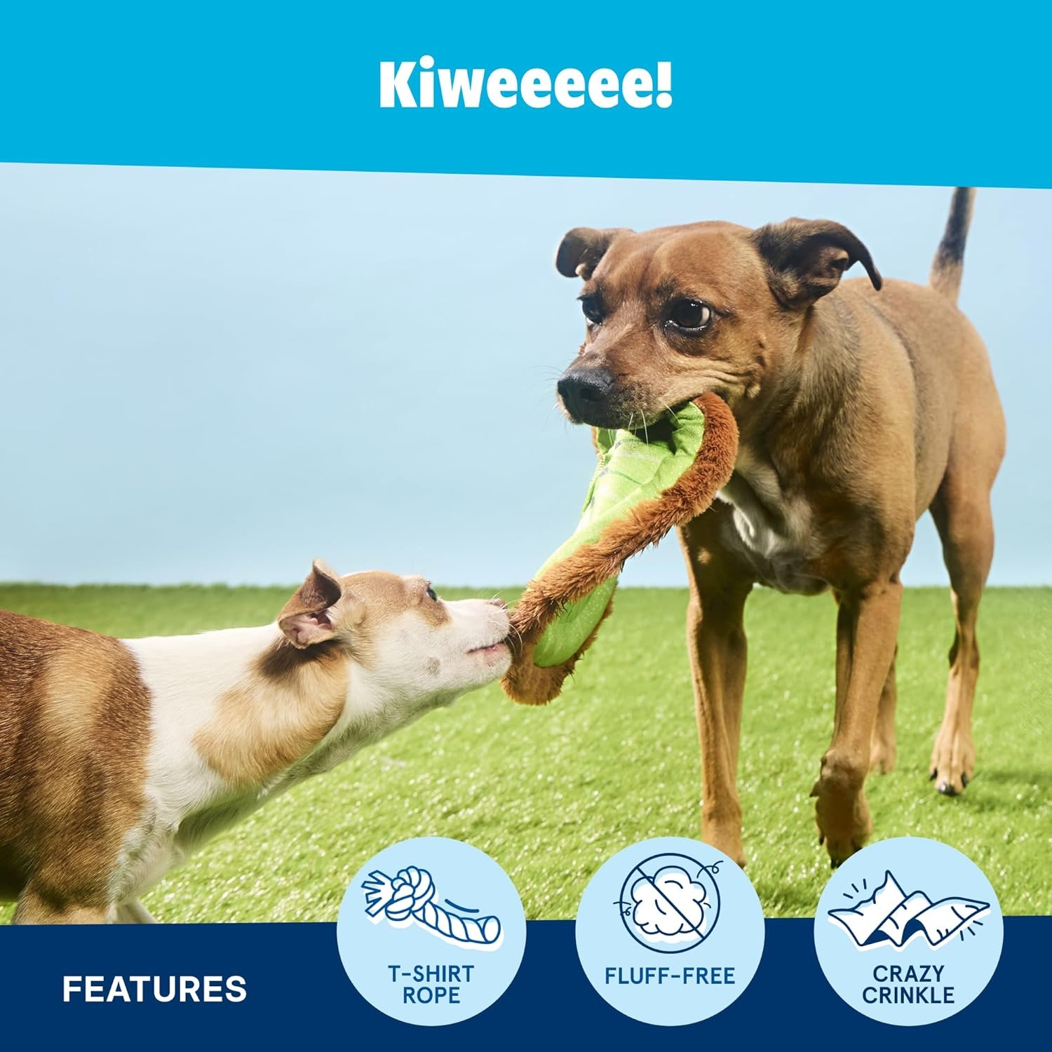 image:imageBarkbox Slobbermelon Fetch Flying Disc Dog Toy FluffFree Crinkle Disc with TShirt Rope Edge Durable Fetch amp Tug Toy for Dogs amp PuppiesKiweeeee