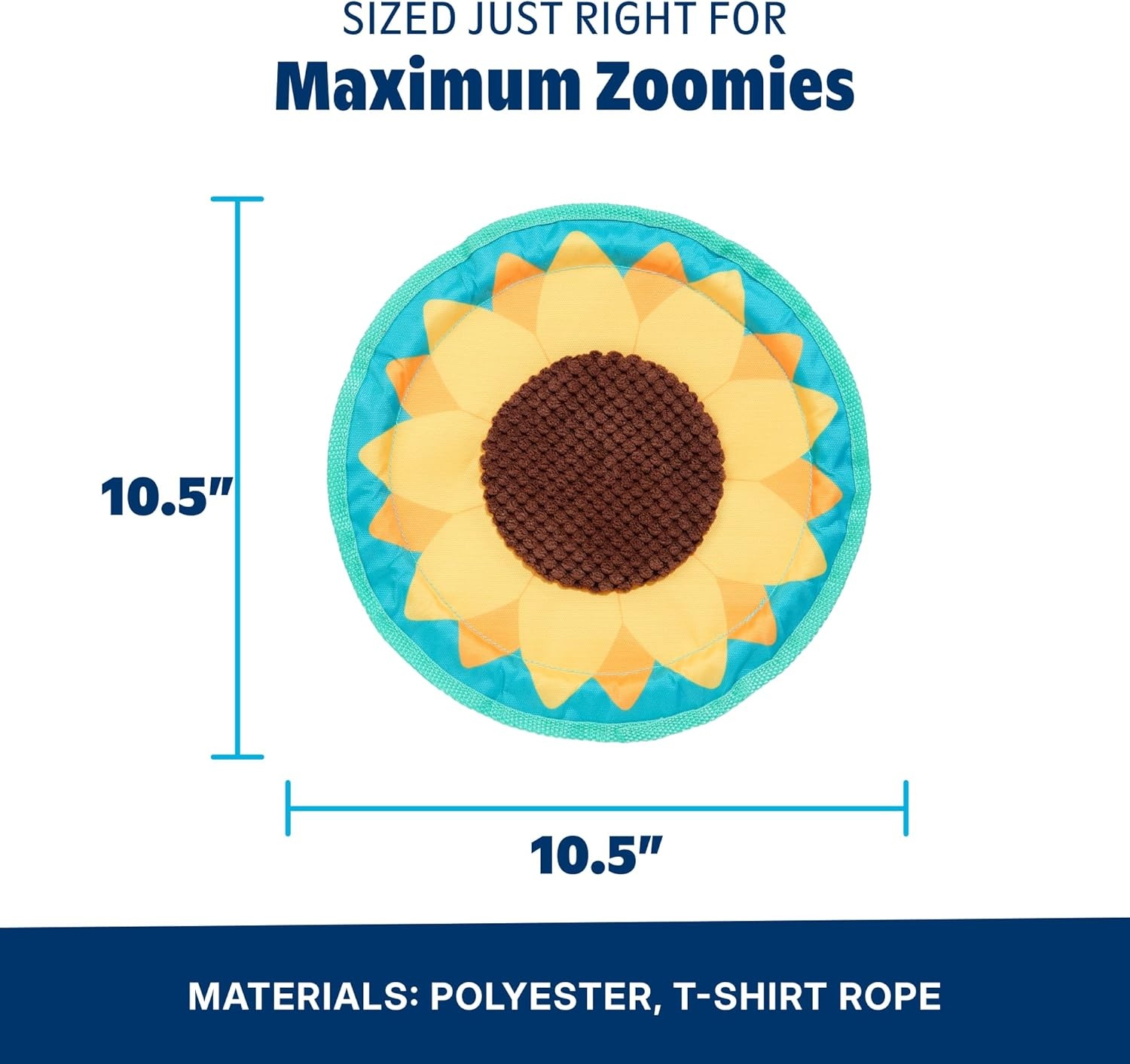 image:imageBarkbox Slobbermelon Fetch Flying Disc Dog Toy FluffFree Crinkle Disc with TShirt Rope Edge Durable Fetch amp Tug Toy for Dogs amp PuppiesSunflower Flinger