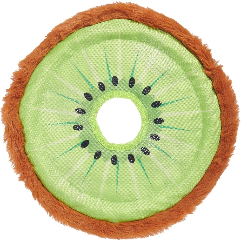 image:imageBarkbox Slobbermelon Fetch Flying Disc Dog Toy FluffFree Crinkle Disc with TShirt Rope Edge Durable Fetch amp Tug Toy for Dogs amp PuppiesKiweeeee