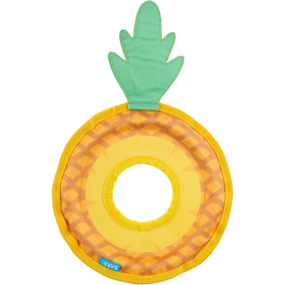 image:imageBarkbox Slobbermelon Fetch Flying Disc Dog Toy FluffFree Crinkle Disc with TShirt Rope Edge Durable Fetch amp Tug Toy for Dogs amp PuppiesPineapple Fling