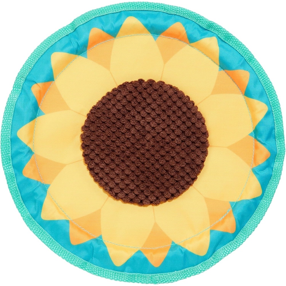 image:imageBarkbox Slobbermelon Fetch Flying Disc Dog Toy FluffFree Crinkle Disc with TShirt Rope Edge Durable Fetch amp Tug Toy for Dogs amp PuppiesSunflower Flinger
