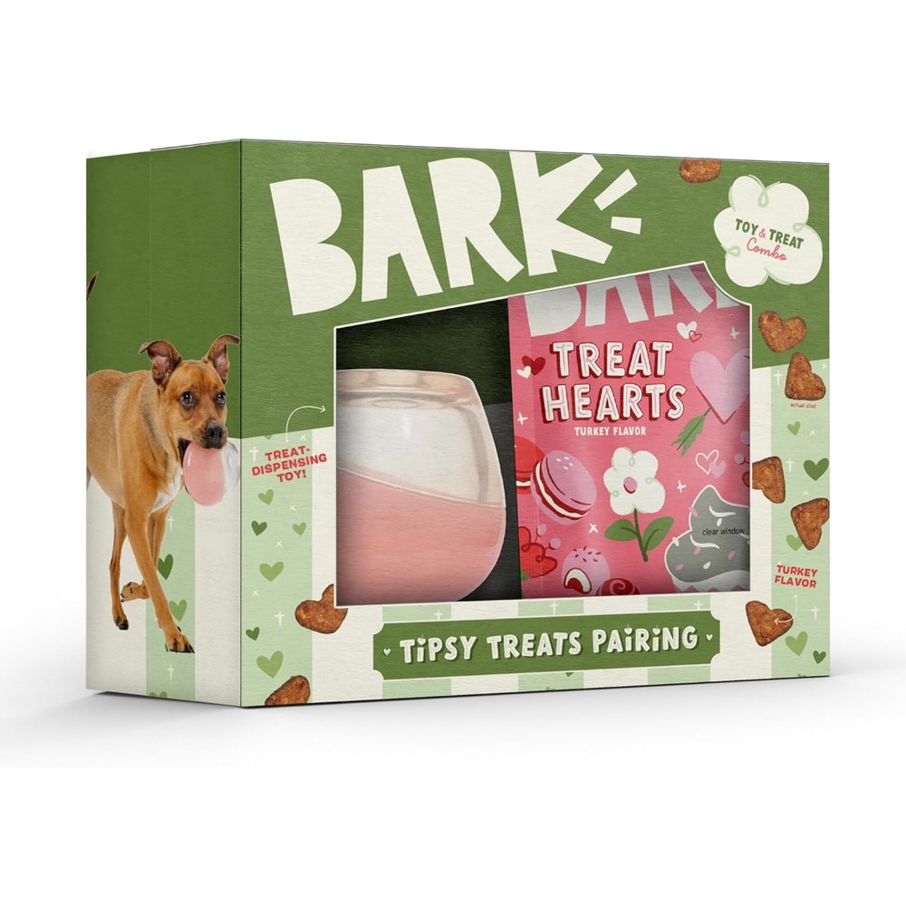image:imageBarkbox Tipsy Treat Gift Pack Valentines Day Plush TreatDispensing Dog Toy amp Chicken Jerky Heart Treats Fun Gift Box for Medium to Large Dogs