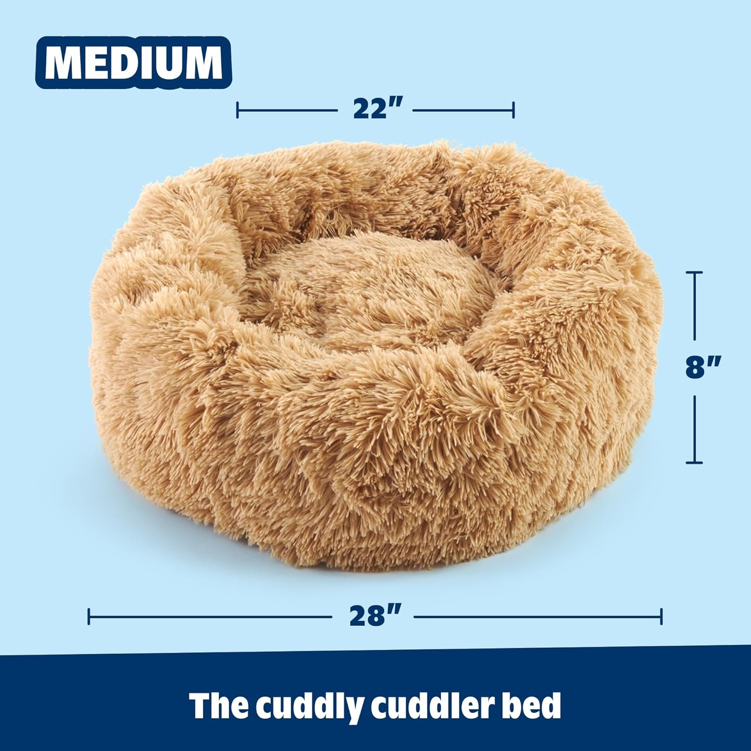 image:imageBarkbox Dog Bed 2in1 Memory Foam Donut Cuddler Dog and Cat Bed Calming Orthopedic Joint Relief Fur Crate Lounger for Pets Machine Washable Removable Cover Waterproof Lining Includes ToySand