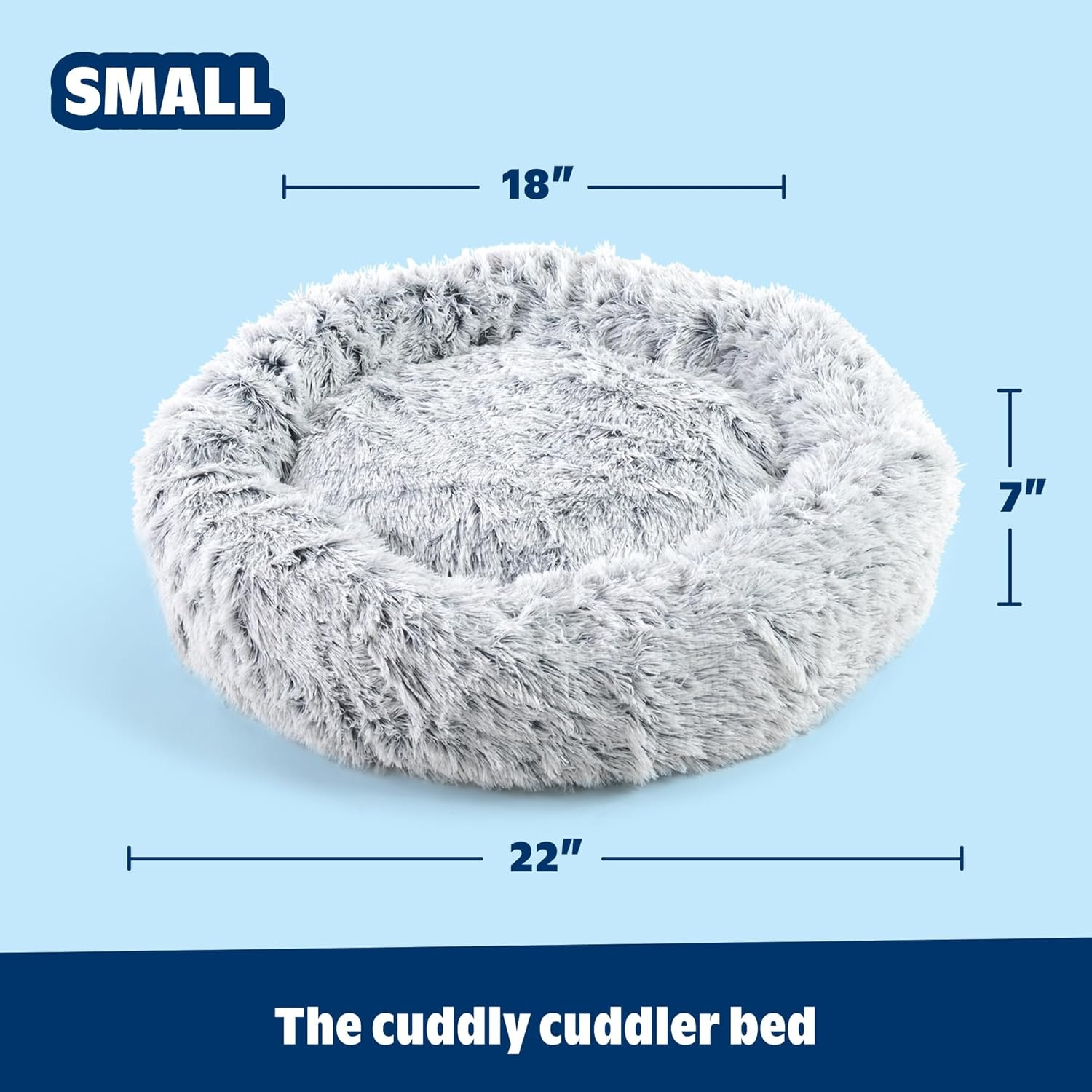 image:imageBarkbox Dog Bed 2in1 Memory Foam Donut Cuddler Dog and Cat Bed Calming Orthopedic Joint Relief Fur Crate Lounger for Pets Machine Washable Removable Cover Waterproof Lining Includes ToyGrey