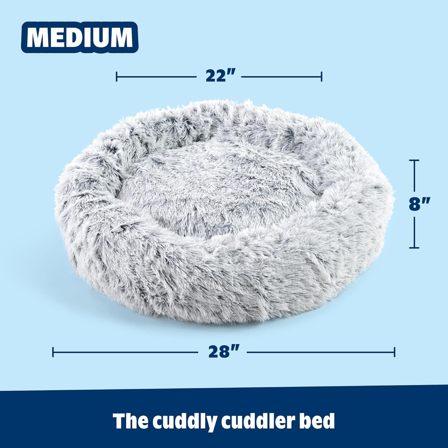 image:imageBarkbox Dog Bed 2in1 Memory Foam Donut Cuddler Dog and Cat Bed Calming Orthopedic Joint Relief Fur Crate Lounger for Pets Machine Washable Removable Cover Waterproof Lining Includes ToyGrey