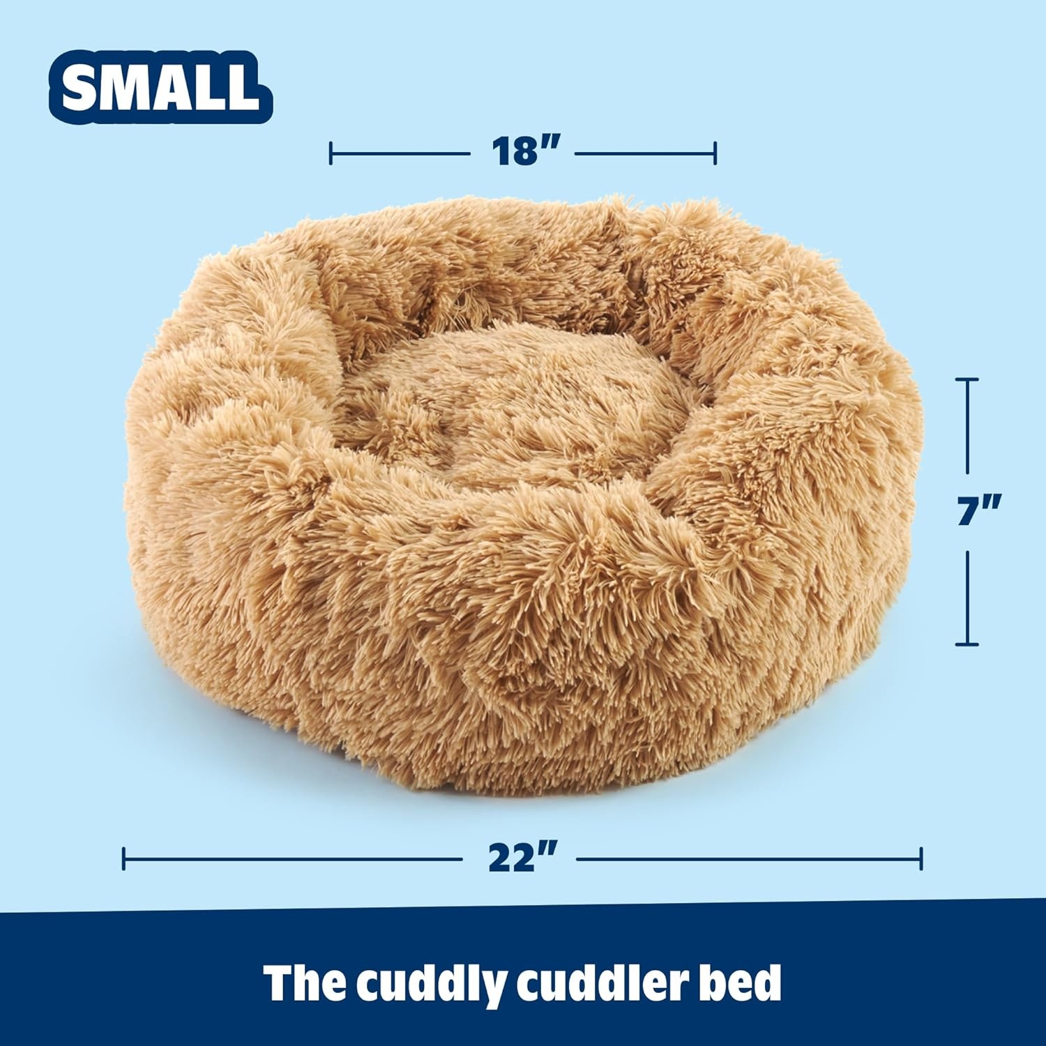 image:imageBarkbox Dog Bed 2in1 Memory Foam Donut Cuddler Dog and Cat Bed Calming Orthopedic Joint Relief Fur Crate Lounger for Pets Machine Washable Removable Cover Waterproof Lining Includes ToySand