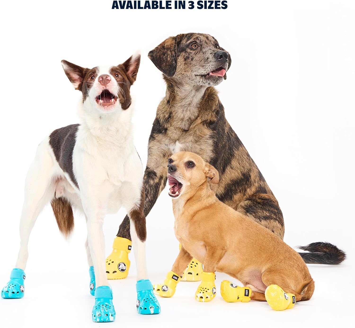 image:imageBarkbox Yellow Crocs Dog Shoes Set of 4 GlowinTheDark Dog Booties with EVA Foam Adjustable Strap amp NonSlip Sole Comfortable Paw Protection for Large Breeds 5180 lbsYellow