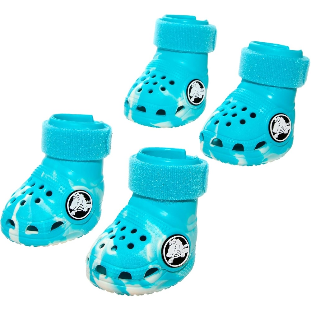 image:imageBarkbox Yellow Crocs Dog Shoes Set of 4 GlowinTheDark Dog Booties with EVA Foam Adjustable Strap amp NonSlip Sole Comfortable Paw Protection for Large Breeds 5180 lbsAqua