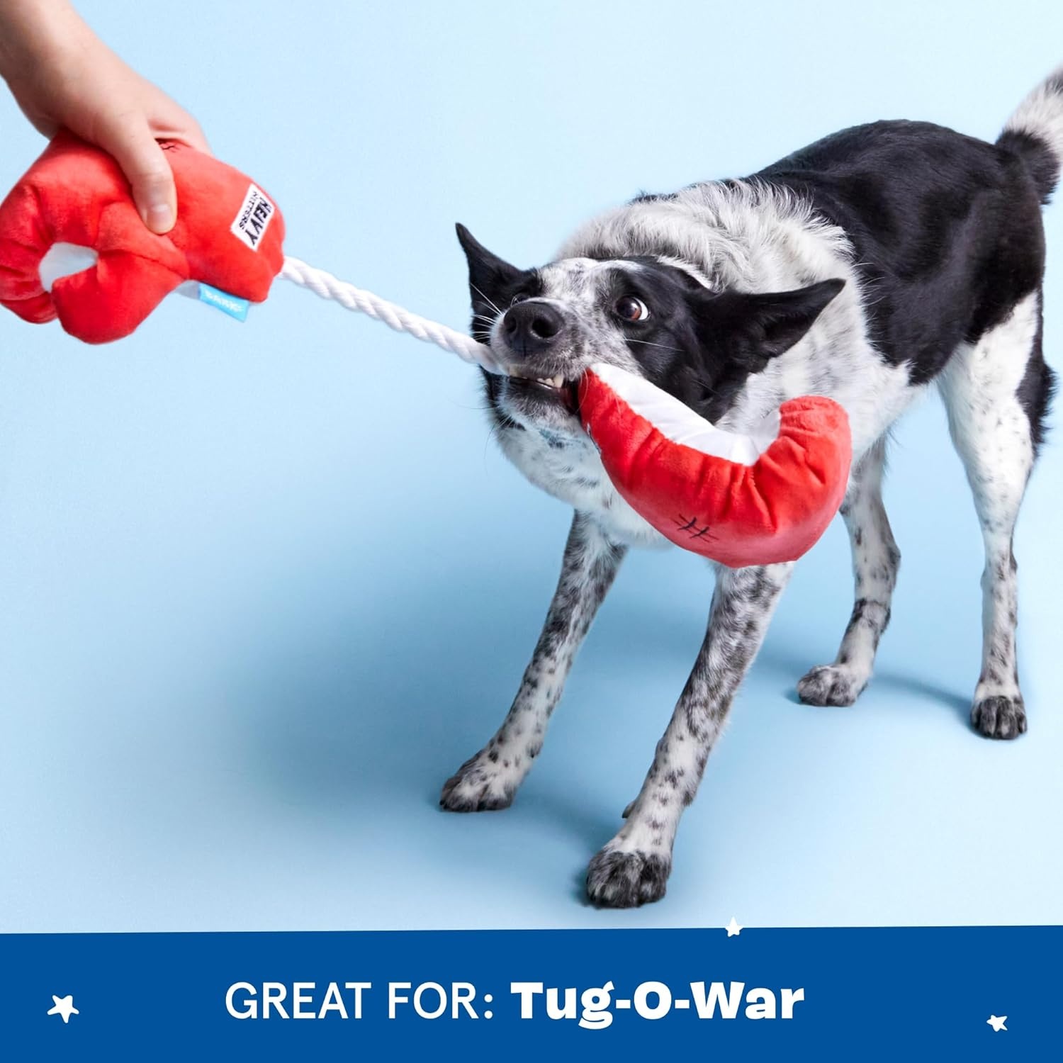image:imageBarkBox Throwing Munches Plush Dog Toy Plush Rope Chew Toy with TShirt Rope and Two Squeakers for Small to Medium Dogs and Puppies