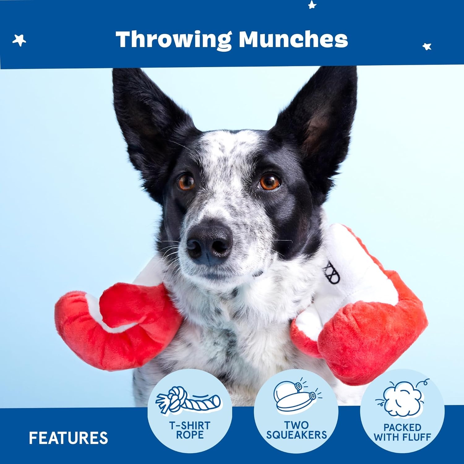 image:imageBarkBox Throwing Munches Plush Dog Toy Plush Rope Chew Toy with TShirt Rope and Two Squeakers for Small to Medium Dogs and Puppies