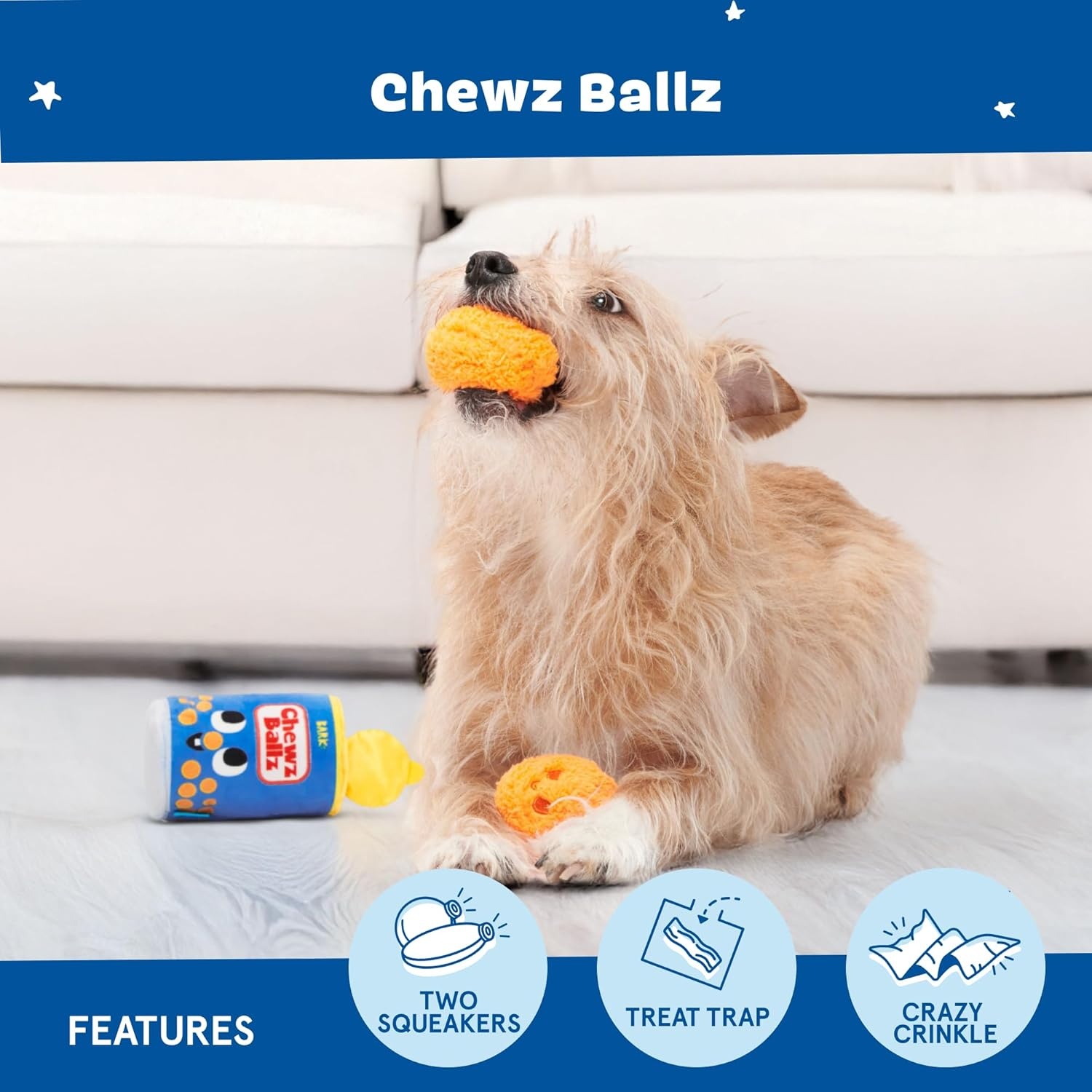 image:imageBarkbox Chewz Ballz Plush Dog Toy MultiPart Fun for Small Dogs Perfect for Playtime amp Fetch