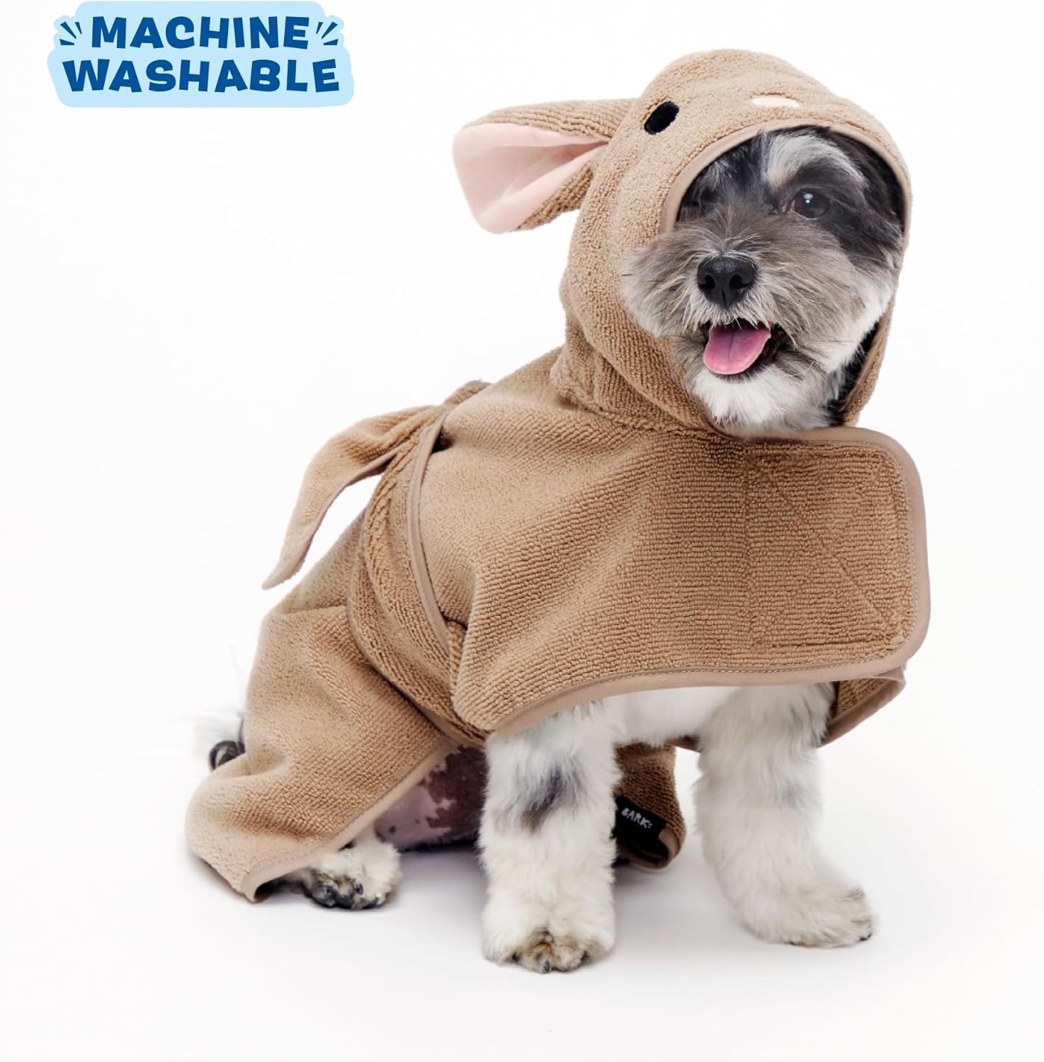 image:imageBarkbox Dog Bathrobe Fast Drying with Hook and Loop Closure amp Wrap Tie Snuggle Cute Dogs Clothes Easy to Clean Machine Washable Dog Coats and Tumble Dry Low Lion MediumBunny