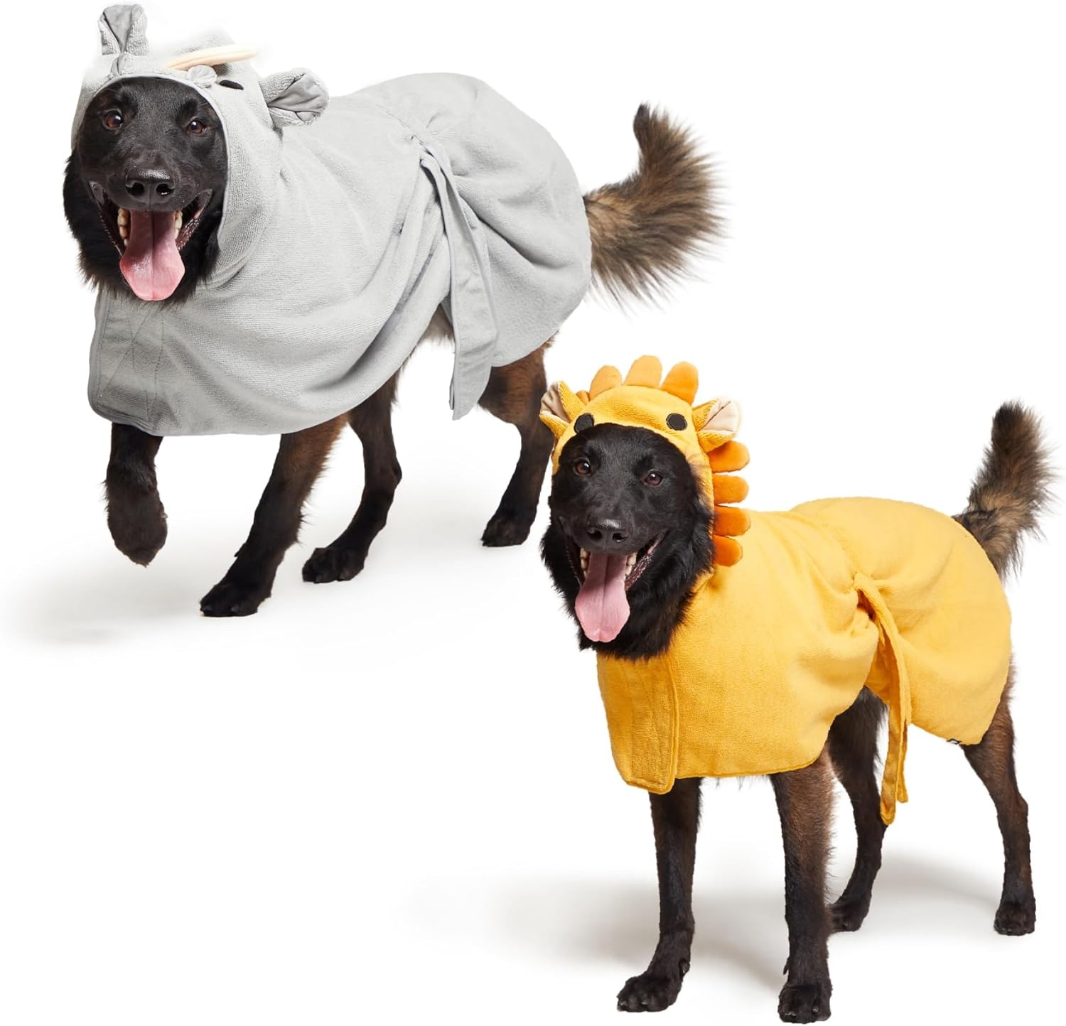 image:imageBarkbox Dog Bathrobe Fast Drying with Hook and Loop Closure amp Wrap Tie Snuggle Cute Dogs Clothes Easy to Clean Machine Washable Dog Coats and Tumble Dry Low Lion MediumLionRhino