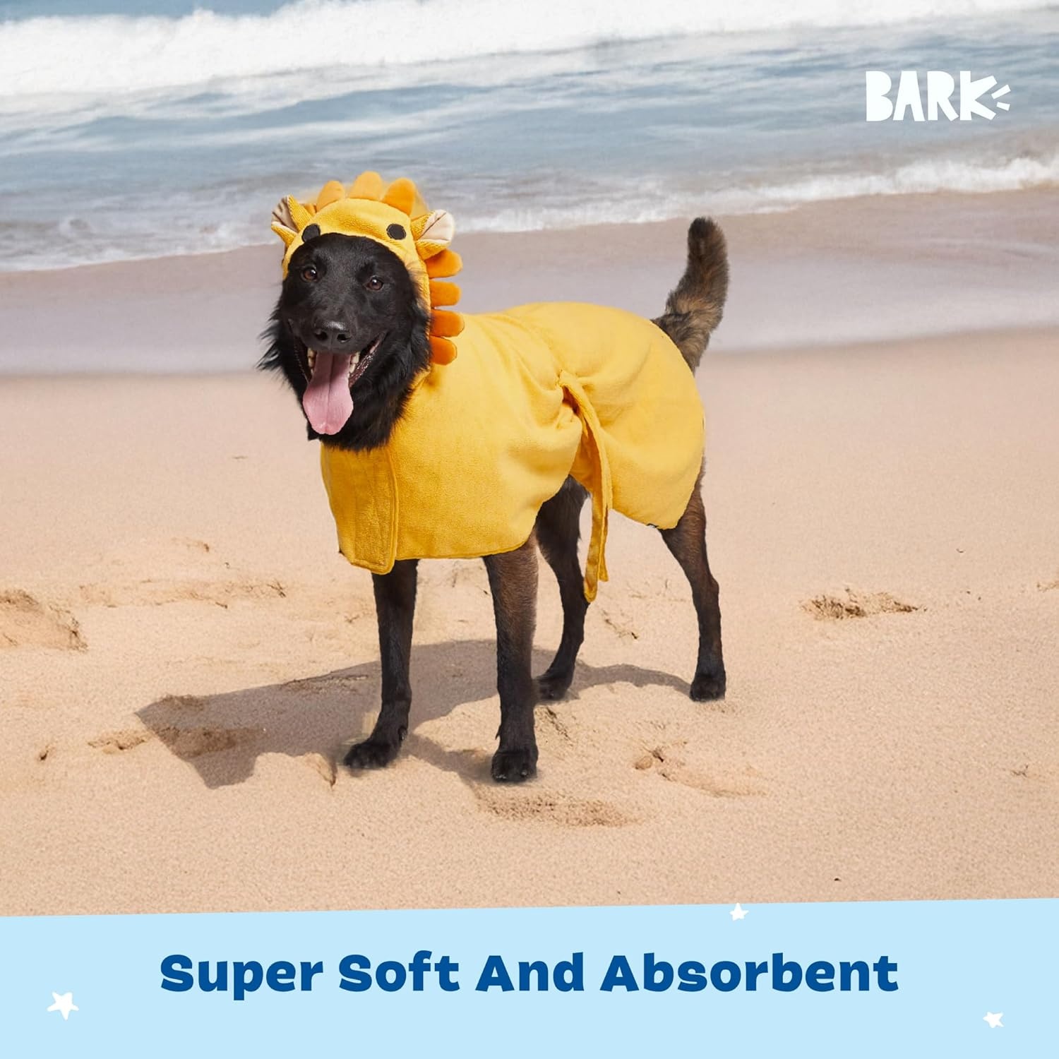 image:imageBarkbox Dog Bathrobe Fast Drying with Hook and Loop Closure amp Wrap Tie Snuggle Cute Dogs Clothes Easy to Clean Machine Washable Dog Coats and Tumble Dry Low Lion MediumLion