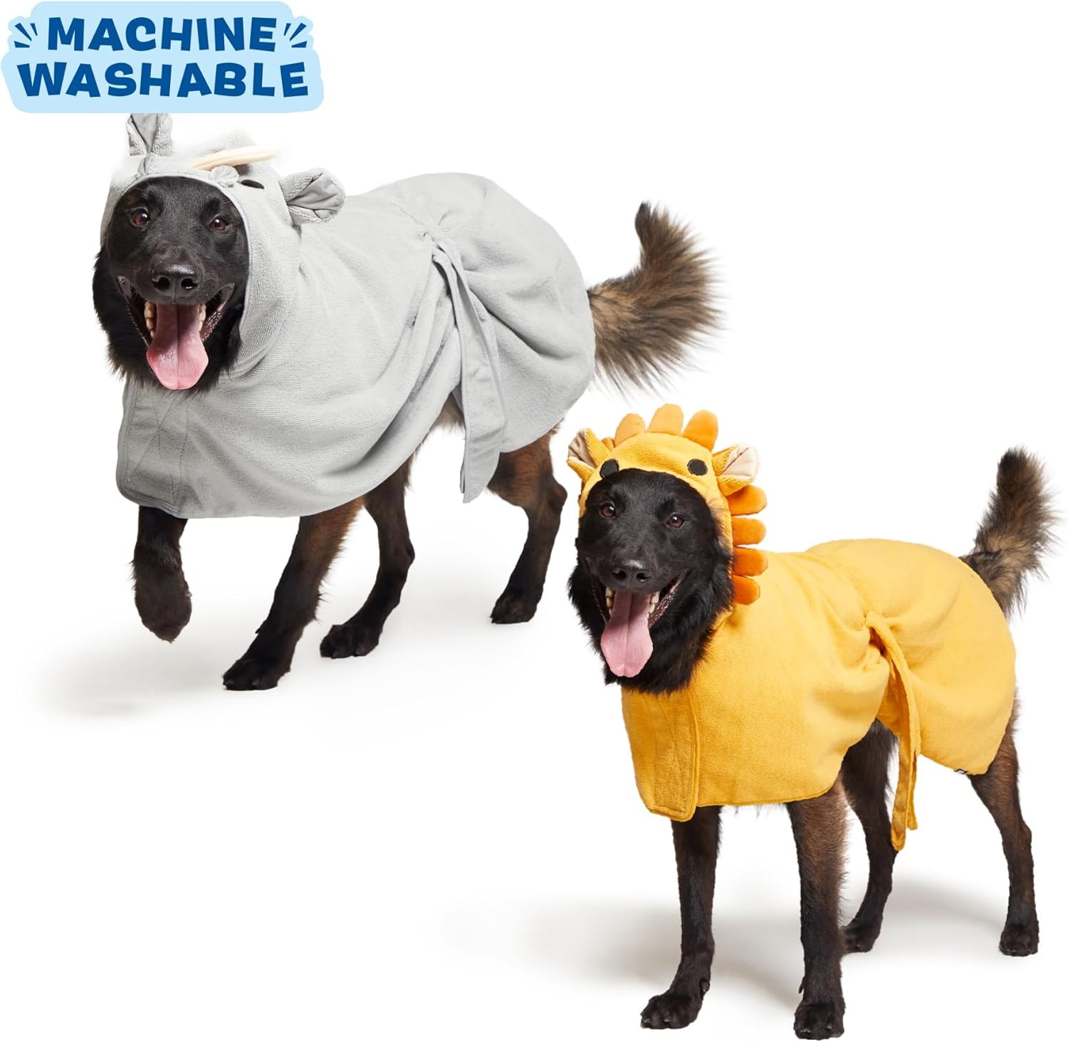 image:imageBarkbox Dog Bathrobe Fast Drying with Hook and Loop Closure amp Wrap Tie Snuggle Cute Dogs Clothes Easy to Clean Machine Washable Dog Coats and Tumble Dry Low Lion MediumLionRhino