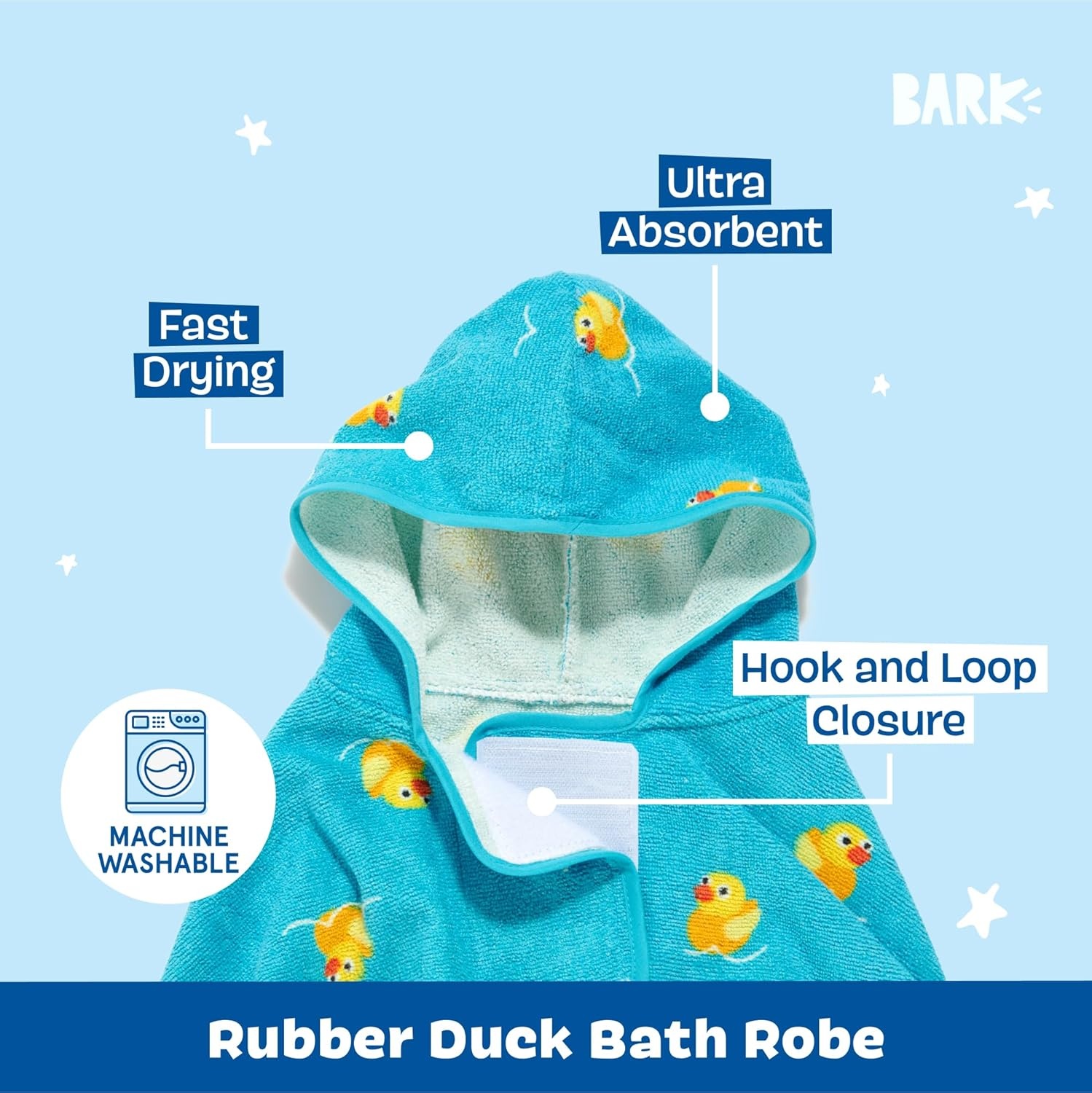 image:imageBarkbox Dog Bathrobe Fast Drying with Hook and Loop Closure amp Wrap Tie Snuggle Cute Dogs Clothes Easy to Clean Machine Washable Dog Coats and Tumble Dry Low Lion MediumRubber Duck