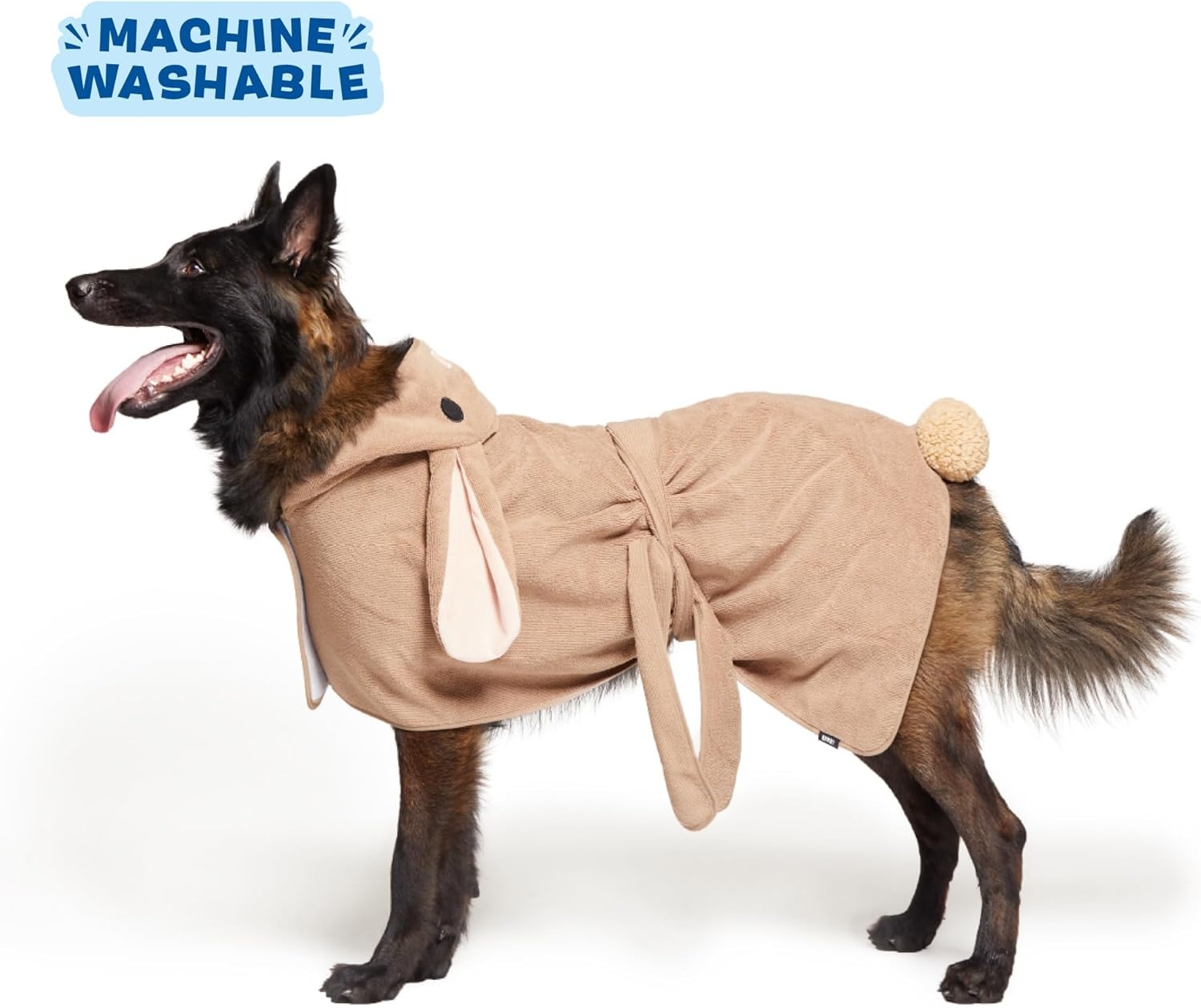 image:imageBarkbox Dog Bathrobe Fast Drying with Hook and Loop Closure amp Wrap Tie Snuggle Cute Dogs Clothes Easy to Clean Machine Washable Dog Coats and Tumble Dry Low Lion MediumBunny