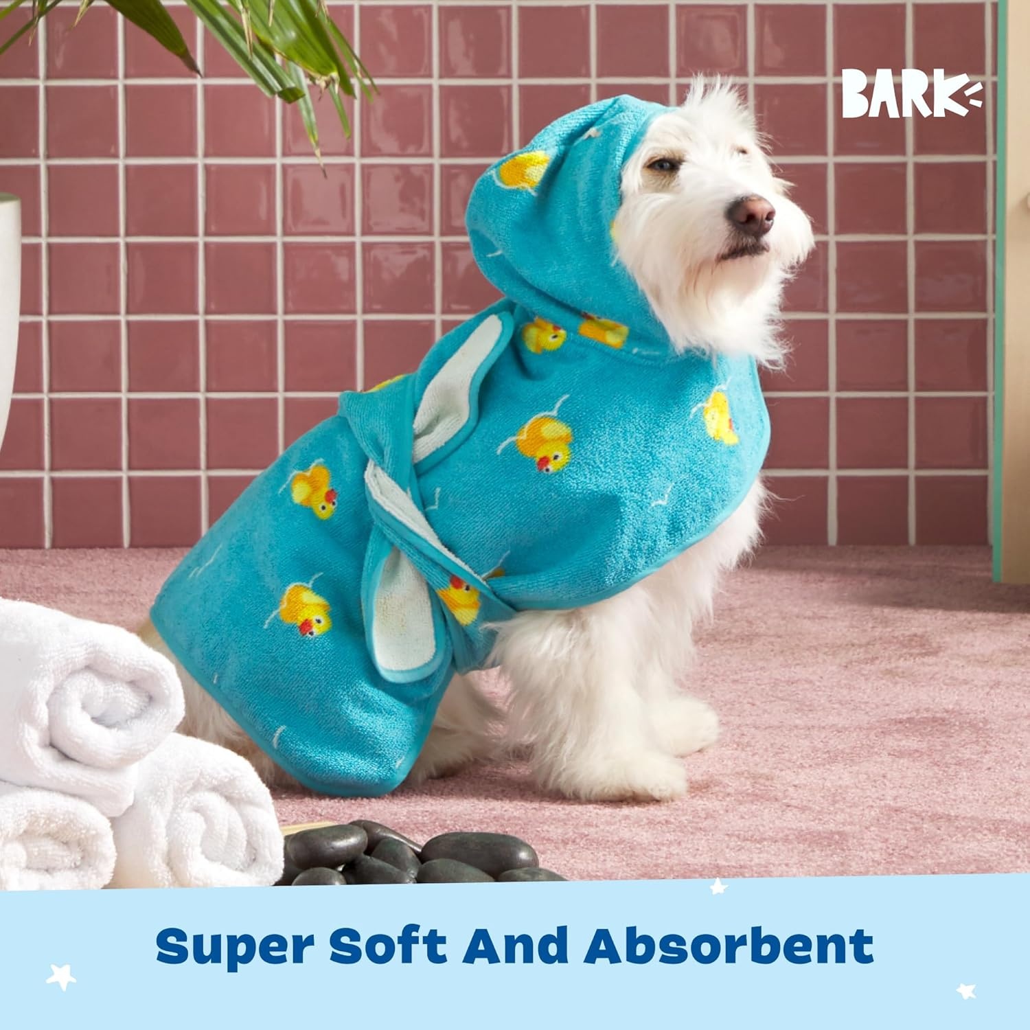 image:imageBarkbox Dog Bathrobe Fast Drying with Hook and Loop Closure amp Wrap Tie Snuggle Cute Dogs Clothes Easy to Clean Machine Washable Dog Coats and Tumble Dry Low Lion MediumRubber Duck