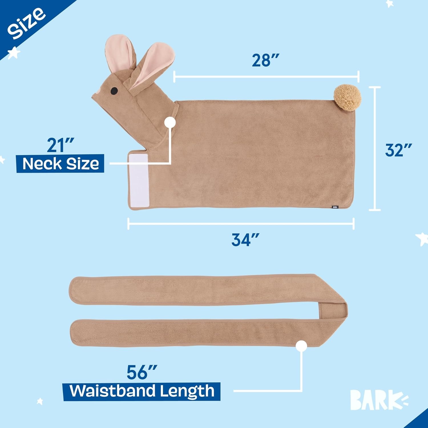 image:imageBarkbox Dog Bathrobe Fast Drying with Hook and Loop Closure amp Wrap Tie Snuggle Cute Dogs Clothes Easy to Clean Machine Washable Dog Coats and Tumble Dry Low Lion MediumBunny