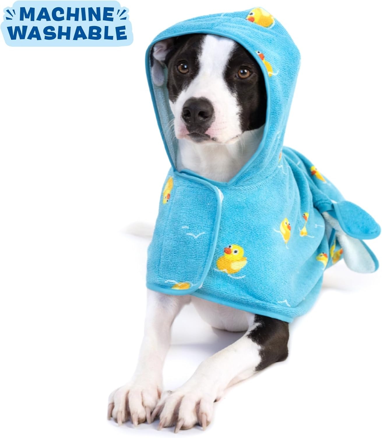 image:imageBarkbox Dog Bathrobe Fast Drying with Hook and Loop Closure amp Wrap Tie Snuggle Cute Dogs Clothes Easy to Clean Machine Washable Dog Coats and Tumble Dry Low Lion MediumRubber Duck