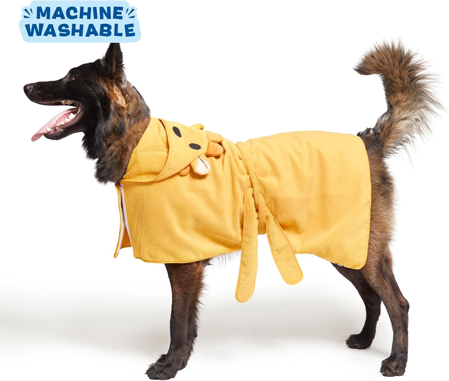 image:imageBarkbox Dog Bathrobe Fast Drying with Hook and Loop Closure amp Wrap Tie Snuggle Cute Dogs Clothes Easy to Clean Machine Washable Dog Coats and Tumble Dry Low Lion MediumLion