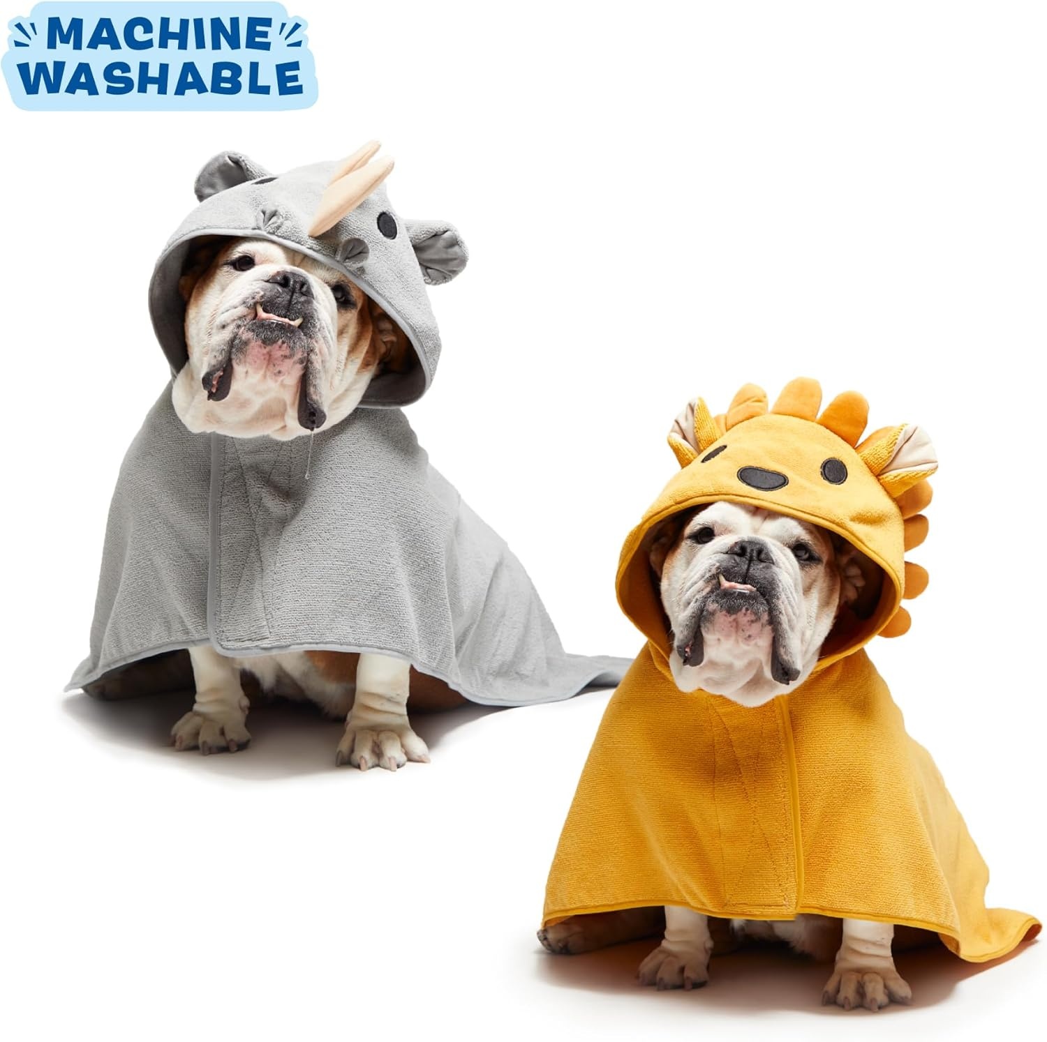 image:imageBarkbox Dog Bathrobe Fast Drying with Hook and Loop Closure amp Wrap Tie Snuggle Cute Dogs Clothes Easy to Clean Machine Washable Dog Coats and Tumble Dry Low Lion MediumLionRhino