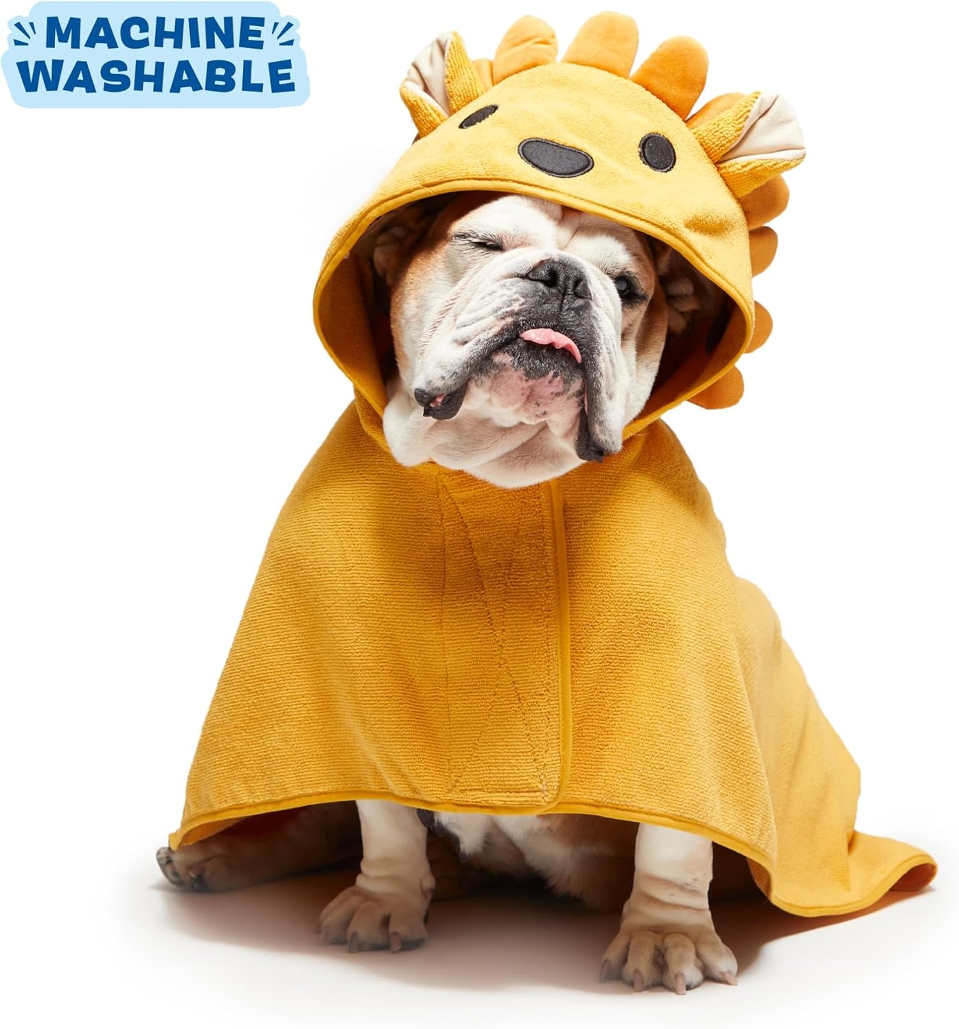 image:imageBarkbox Dog Bathrobe Fast Drying with Hook and Loop Closure amp Wrap Tie Snuggle Cute Dogs Clothes Easy to Clean Machine Washable Dog Coats and Tumble Dry Low Lion MediumLion