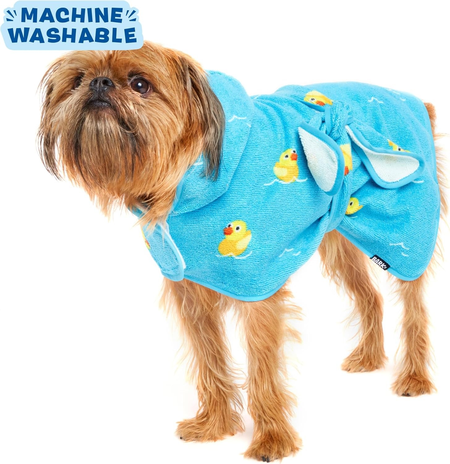 image:imageBarkbox Dog Bathrobe Fast Drying with Hook and Loop Closure amp Wrap Tie Snuggle Cute Dogs Clothes Easy to Clean Machine Washable Dog Coats and Tumble Dry Low Lion MediumRubber Duck
