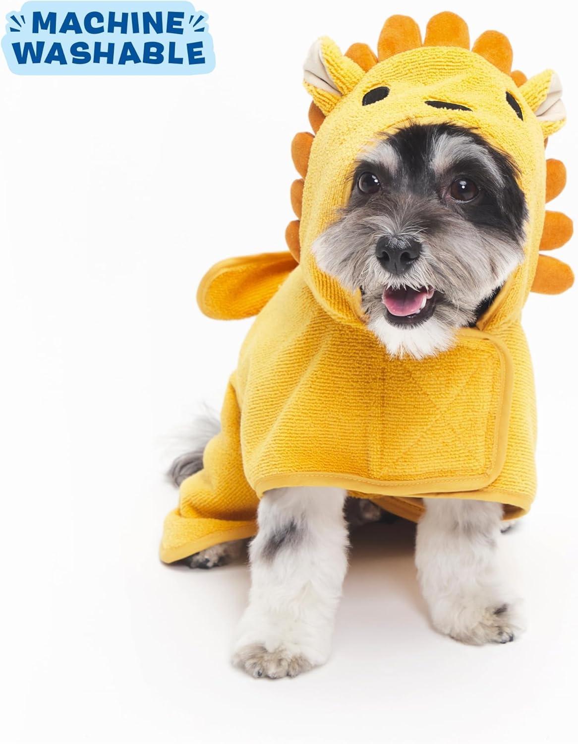 image:imageBarkbox Dog Bathrobe Fast Drying with Hook and Loop Closure amp Wrap Tie Snuggle Cute Dogs Clothes Easy to Clean Machine Washable Dog Coats and Tumble Dry Low Lion MediumLion