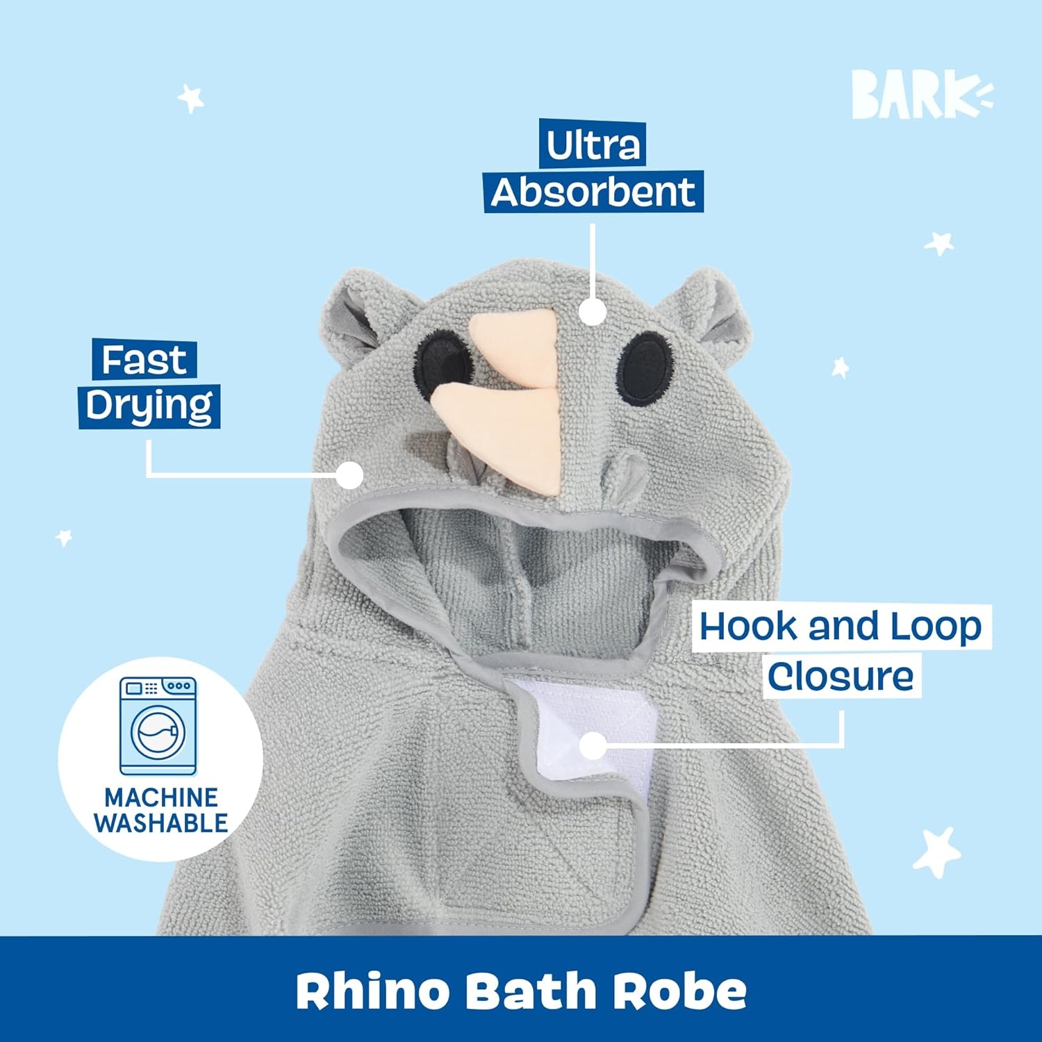 image:imageBarkbox Dog Bathrobe Fast Drying with Hook and Loop Closure amp Wrap Tie Snuggle Cute Dogs Clothes Easy to Clean Machine Washable Dog Coats and Tumble Dry Low Lion MediumRhino
