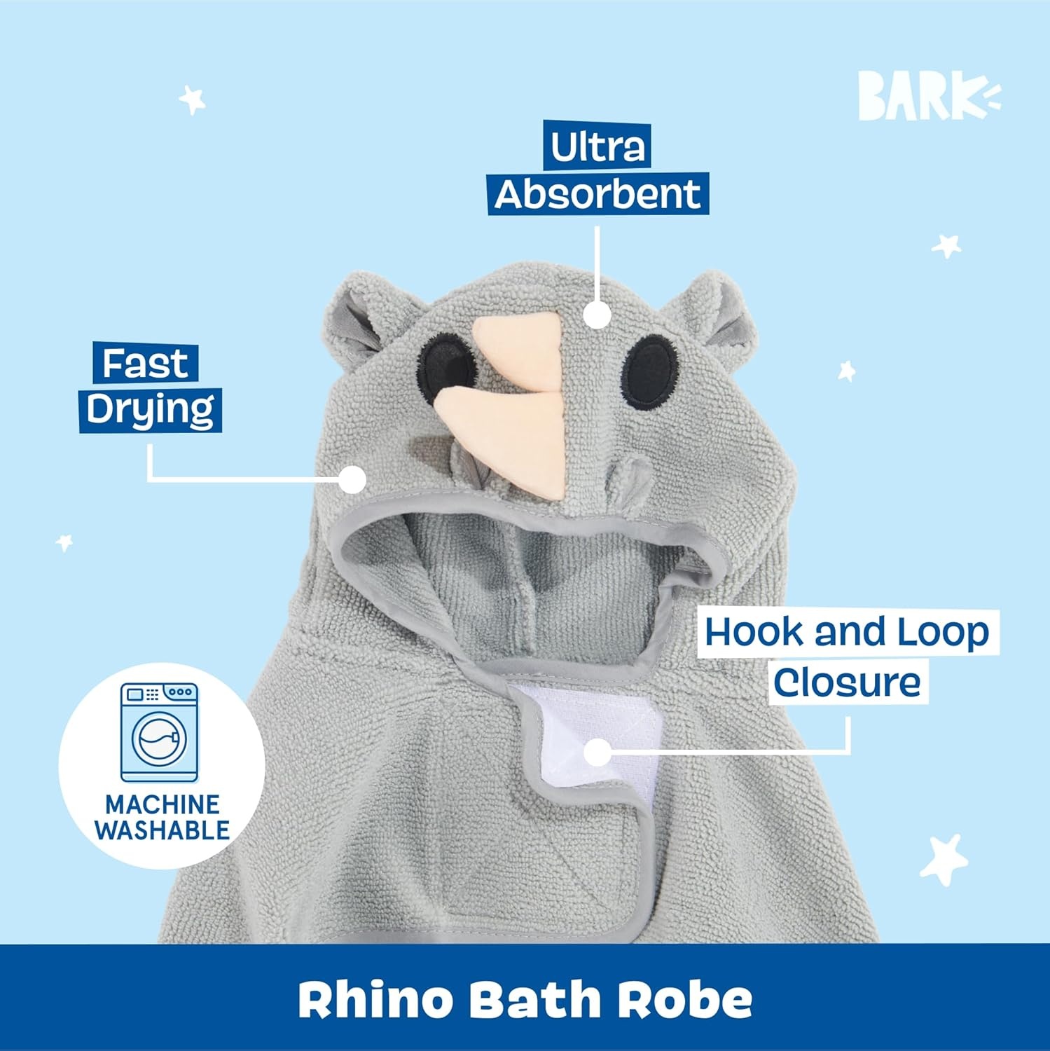 image:imageBarkbox Dog Bathrobe Fast Drying with Hook and Loop Closure amp Wrap Tie Snuggle Cute Dogs Clothes Easy to Clean Machine Washable Dog Coats and Tumble Dry Low Lion MediumRhino