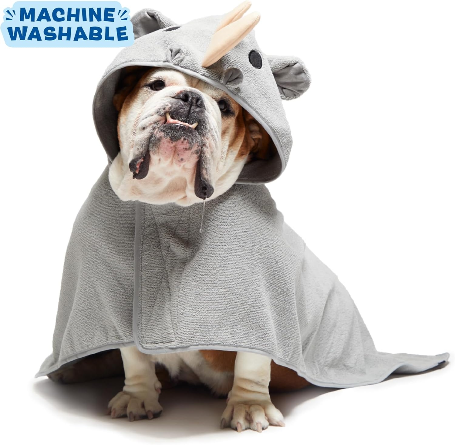 image:imageBarkbox Dog Bathrobe Fast Drying with Hook and Loop Closure amp Wrap Tie Snuggle Cute Dogs Clothes Easy to Clean Machine Washable Dog Coats and Tumble Dry Low Lion MediumRhino
