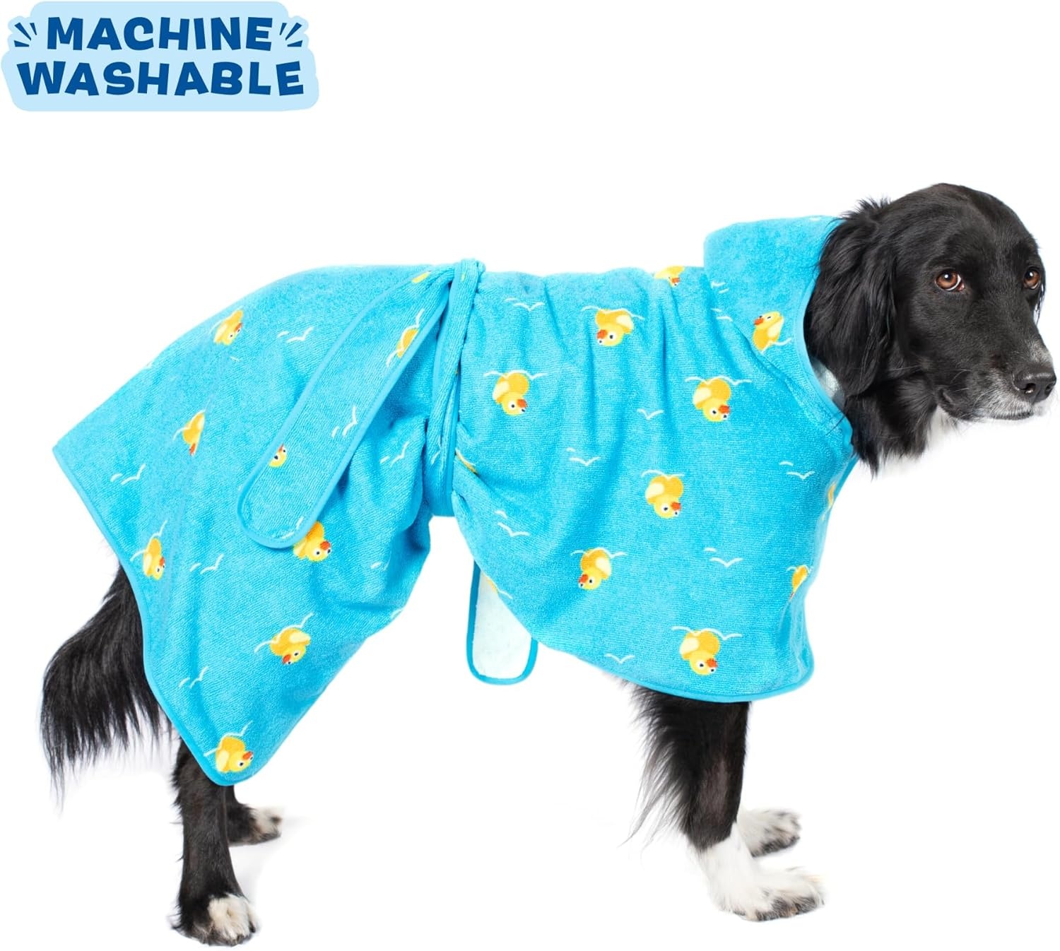 image:imageBarkbox Dog Bathrobe Fast Drying with Hook and Loop Closure amp Wrap Tie Snuggle Cute Dogs Clothes Easy to Clean Machine Washable Dog Coats and Tumble Dry Low Lion MediumRubber Duck
