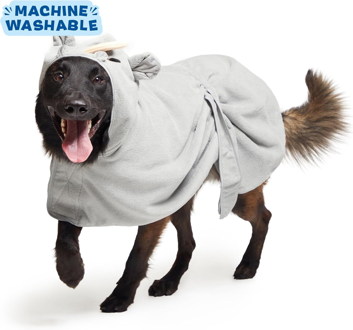 image:imageBarkbox Dog Bathrobe Fast Drying with Hook and Loop Closure amp Wrap Tie Snuggle Cute Dogs Clothes Easy to Clean Machine Washable Dog Coats and Tumble Dry Low Lion MediumRhino