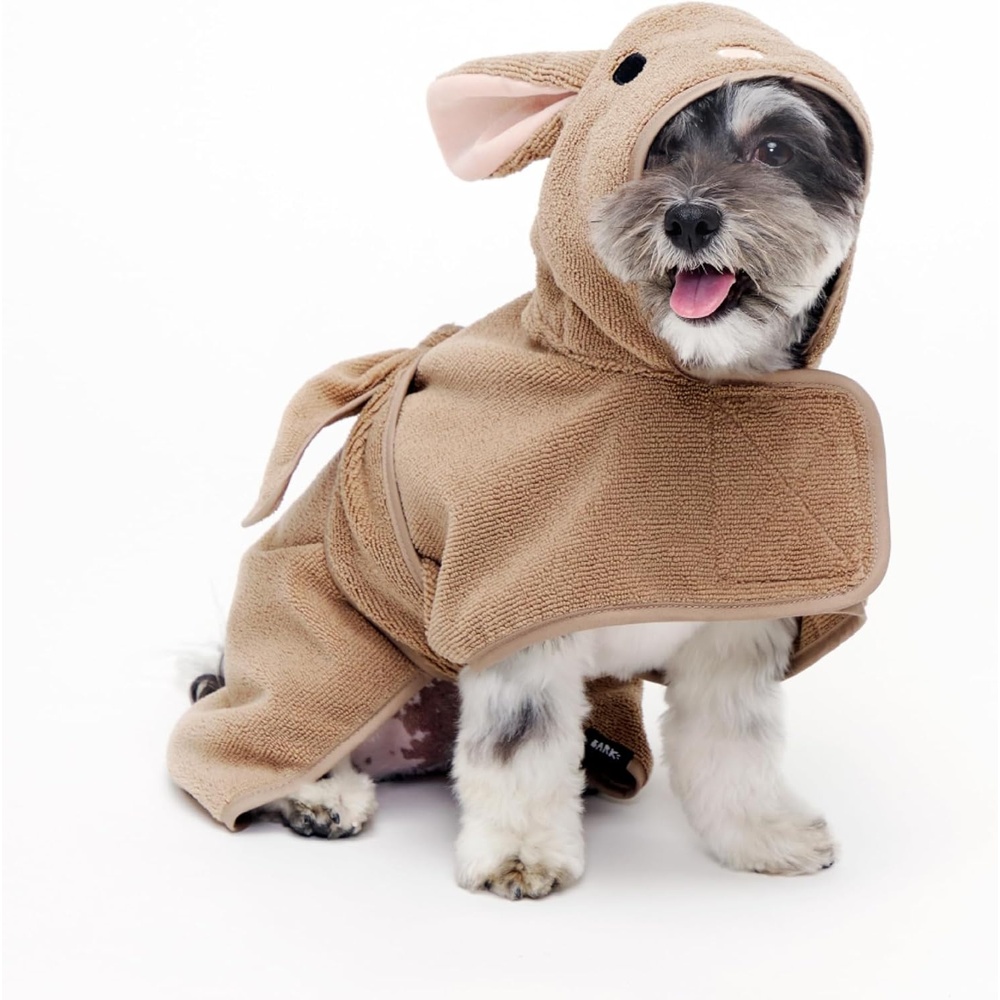 image:imageBarkbox Dog Bathrobe Fast Drying with Hook and Loop Closure amp Wrap Tie Snuggle Cute Dogs Clothes Easy to Clean Machine Washable Dog Coats and Tumble Dry Low Lion MediumBunny