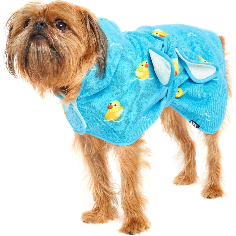 image:imageBarkbox Dog Bathrobe Fast Drying with Hook and Loop Closure amp Wrap Tie Snuggle Cute Dogs Clothes Easy to Clean Machine Washable Dog Coats and Tumble Dry Low Lion MediumRubber Duck