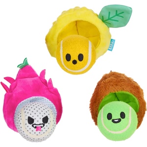 image:imageBarkbox Fruity Cutie Tropical Trio 3in1 Interactive Plush Dog Toy  Squeaky Dog Tennis Ball Chew Toy of Dogs and Puppies